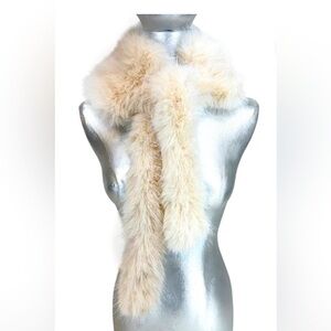 DESIGNER-FAUX FUR FANTASY STOLE CREAM WITH MATCHING CUFFS